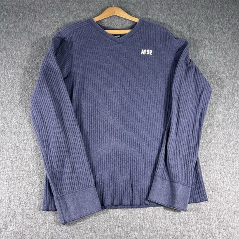Vintage Abercrombie & Fitch Shirt Mens XL Blue Long Sleeve‎ Ribbed Muscle Y2K